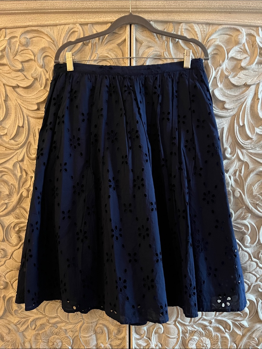 J. Crew Factory Navy Eyelet Skirt